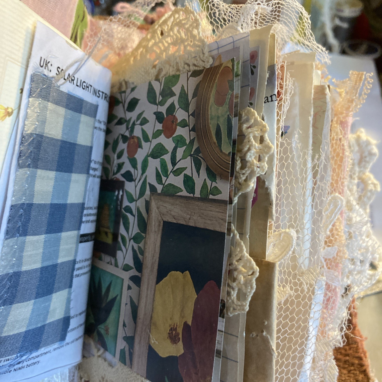 Junk Journal- Grungy, Textile Postcard