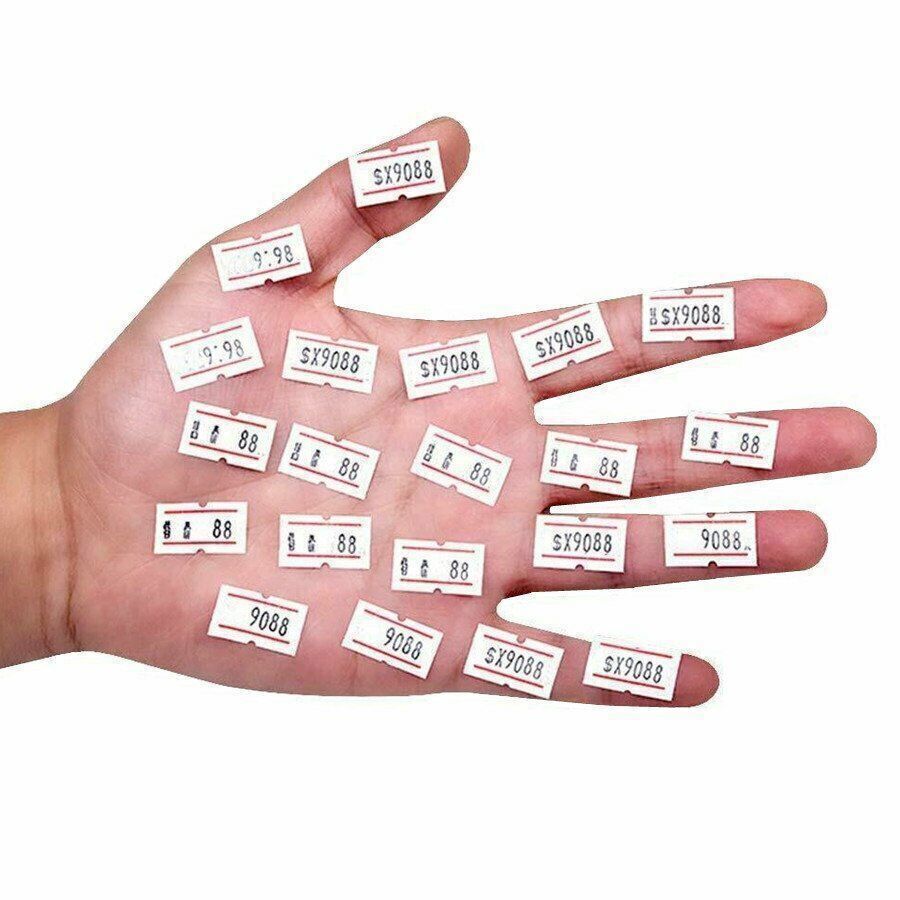 10 Rolls White Red Line Price Tag Gun Sticker 600 Labels Per Roll For MX 5500