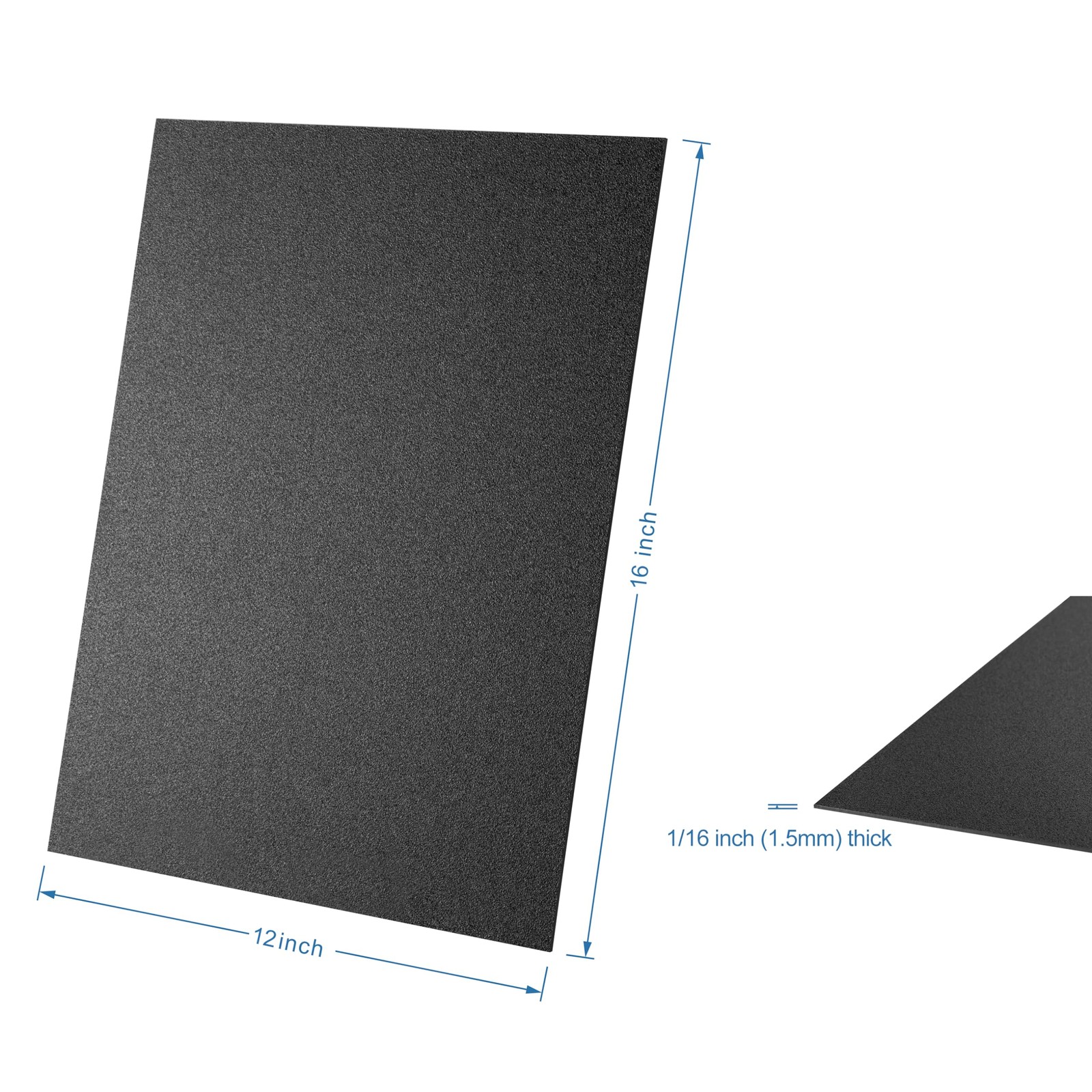 6 Pack ABS Plastic Sheet 12″ x 16″ x 0.060″ Thick, Black Moldable Flexible Th…
