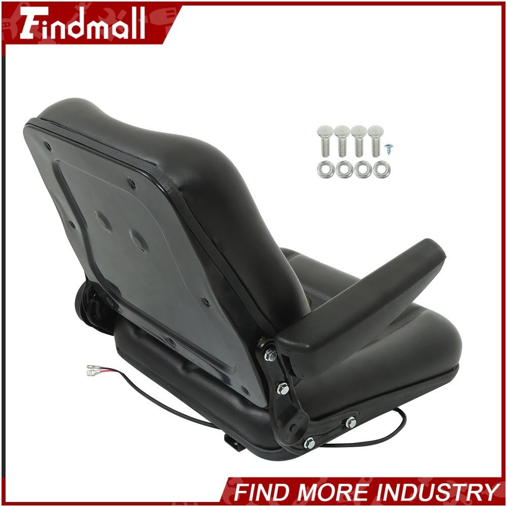 Findmall Universal Forklift Seat Tractor Seat Adjustable Back Seatbelt Armrests
