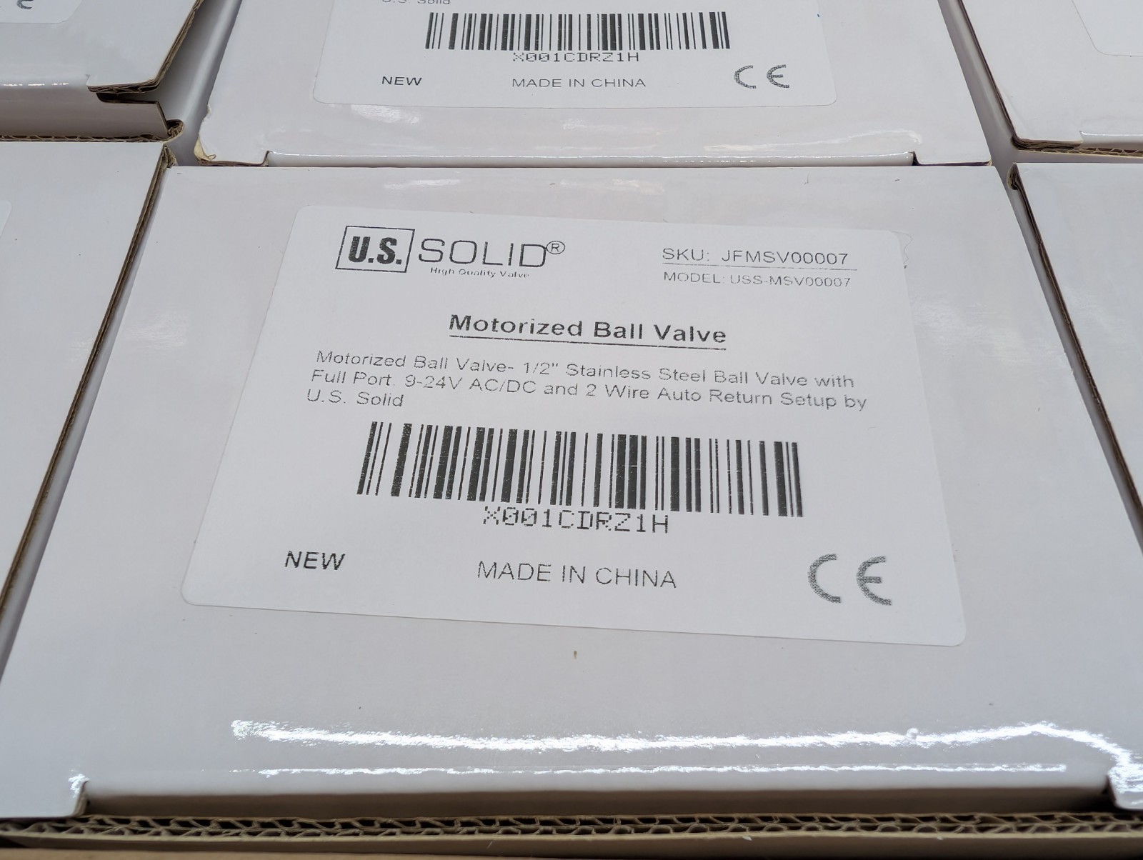 U.S. Solid Motorized Ball Valve 1/2in Full Port 9-24V AC/DC Auto Return SS