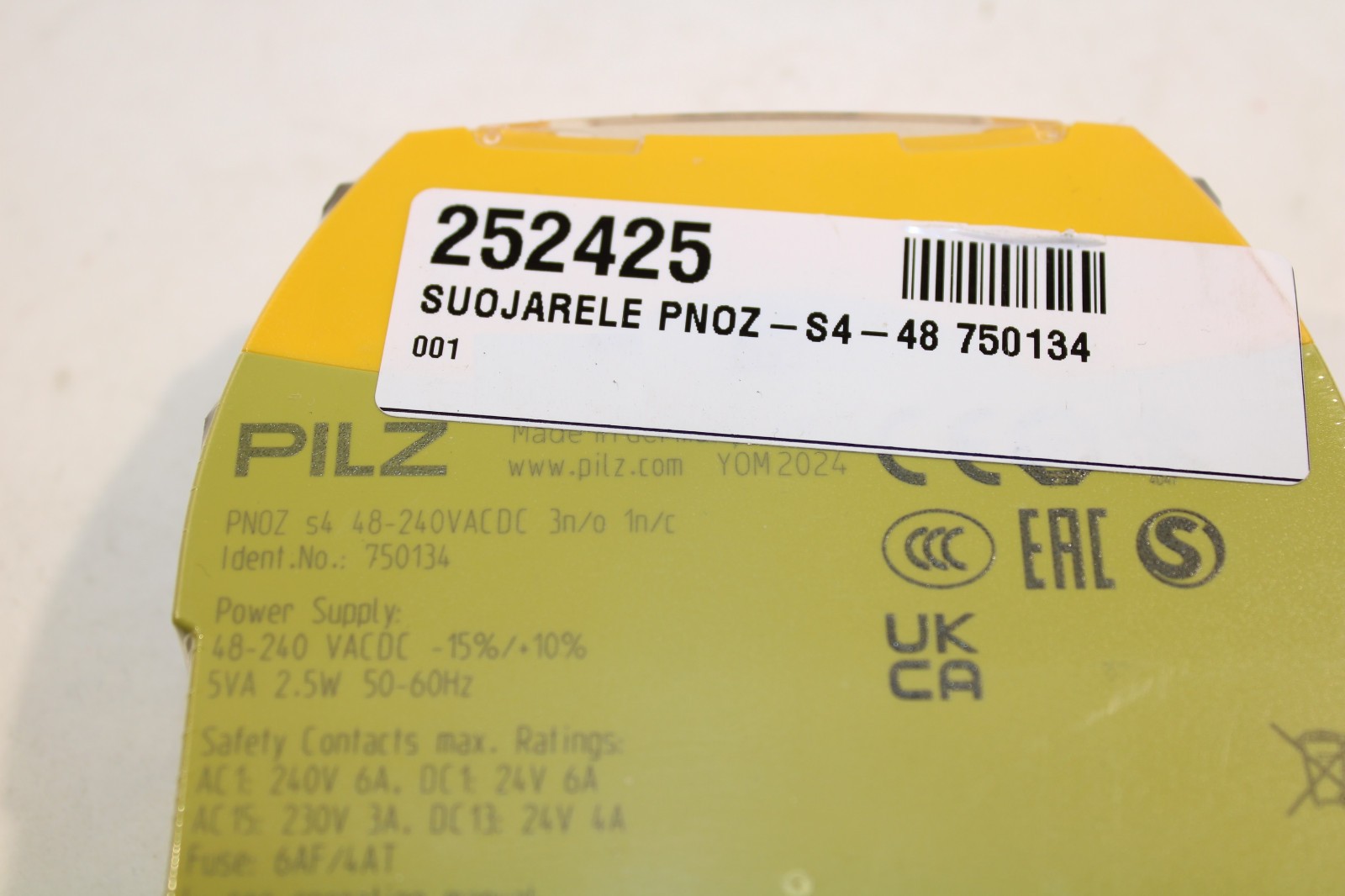 Pilz PNOZ s4 48-240VACDC 3n/o 1n/c No.750134 Safety Relay NEW