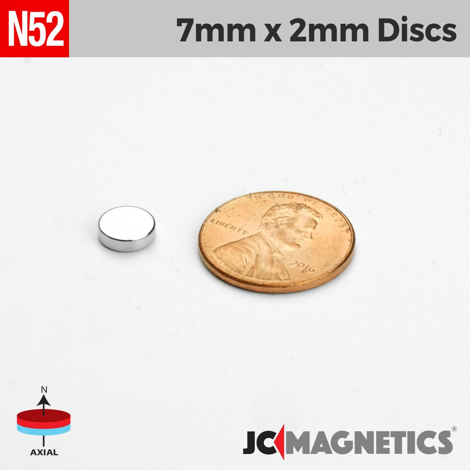 7mm x 2mm 9/32″ x 5/64 N52 Strong Round Disc Rare Earth Neodymium Magnet 7x2mm