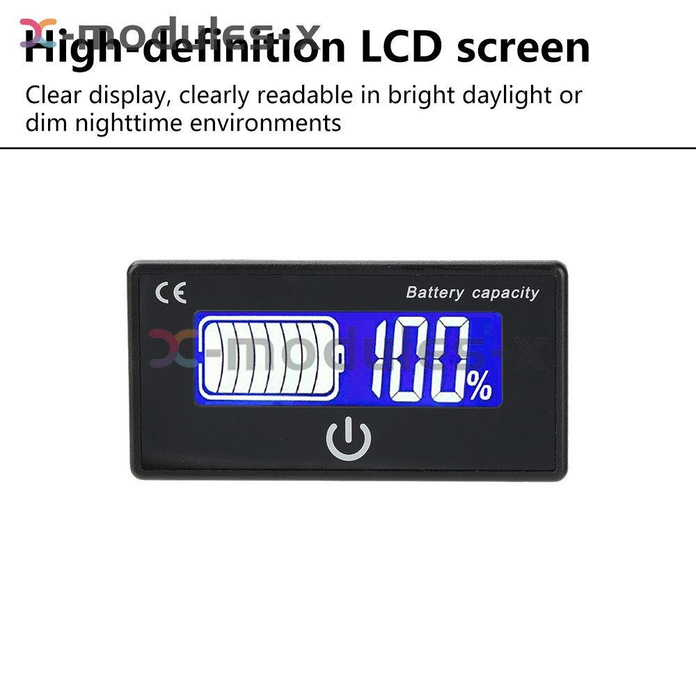DC8-100V Battery Indicator Percentage Battery Voltage & Temperature Tester Meter