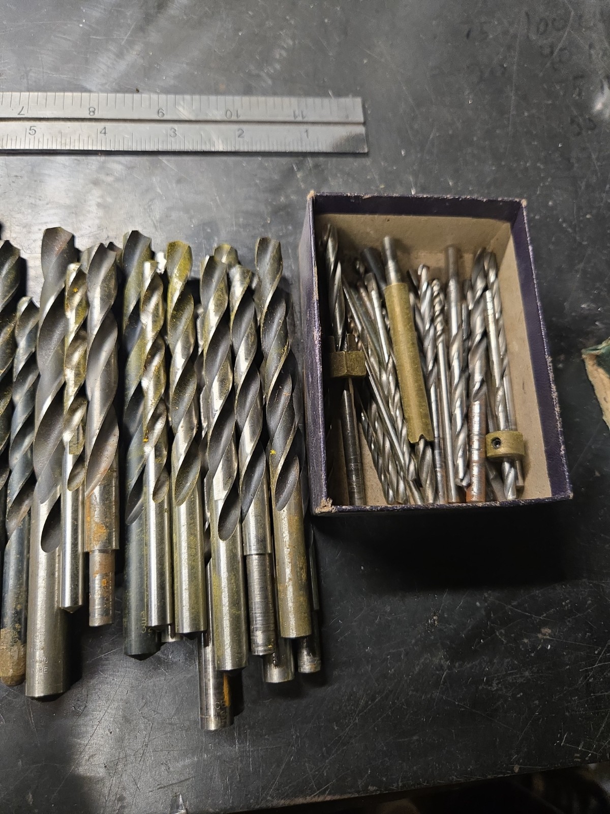 Vintage HSS Drill Bit Lot Machinist USA Mixed Fractional Straight Shank