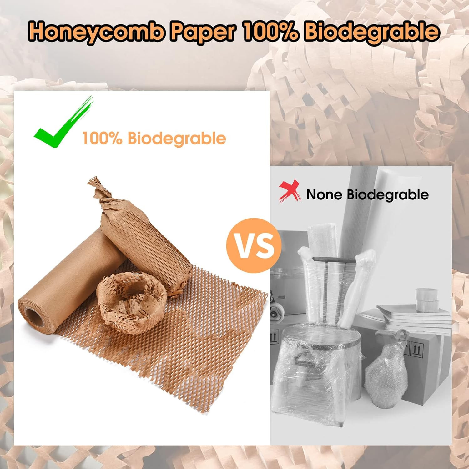 Honeycomb Packing Paper 12″ X 65′ Moving Paper Bubble Cushioning Wrap with 20 F