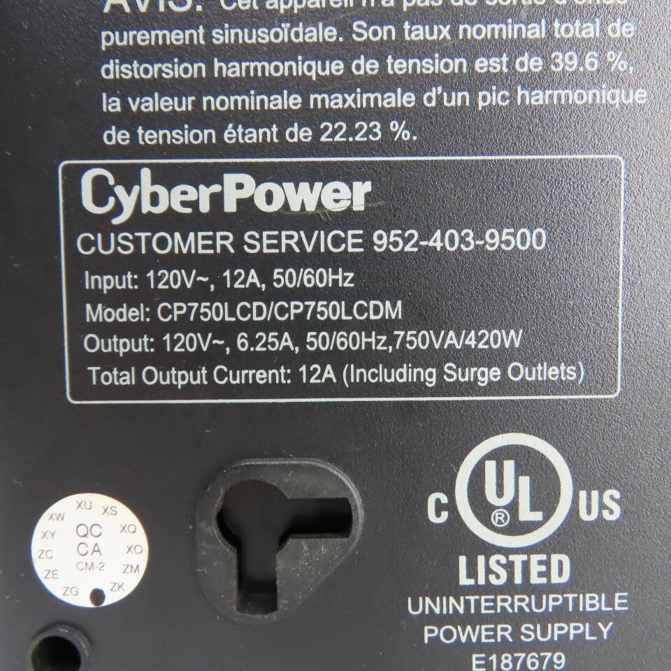 CyberPower CP750LCD Intelligent 750VA UPS 120V 420W 8-Outlets