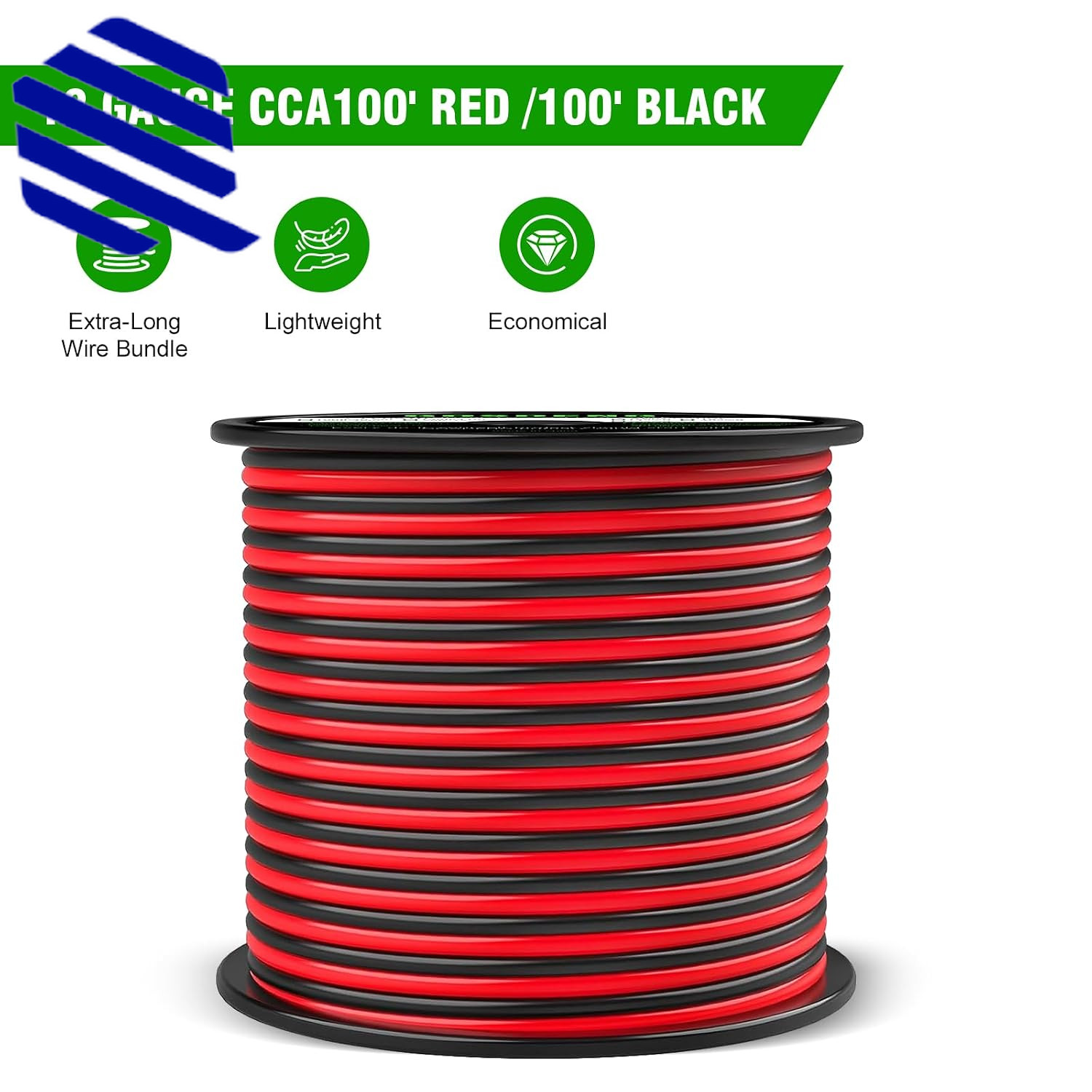 12 Gauge Wire 100FT 2 Conductors Electrical Wire Red and Black Cable Low Voltage