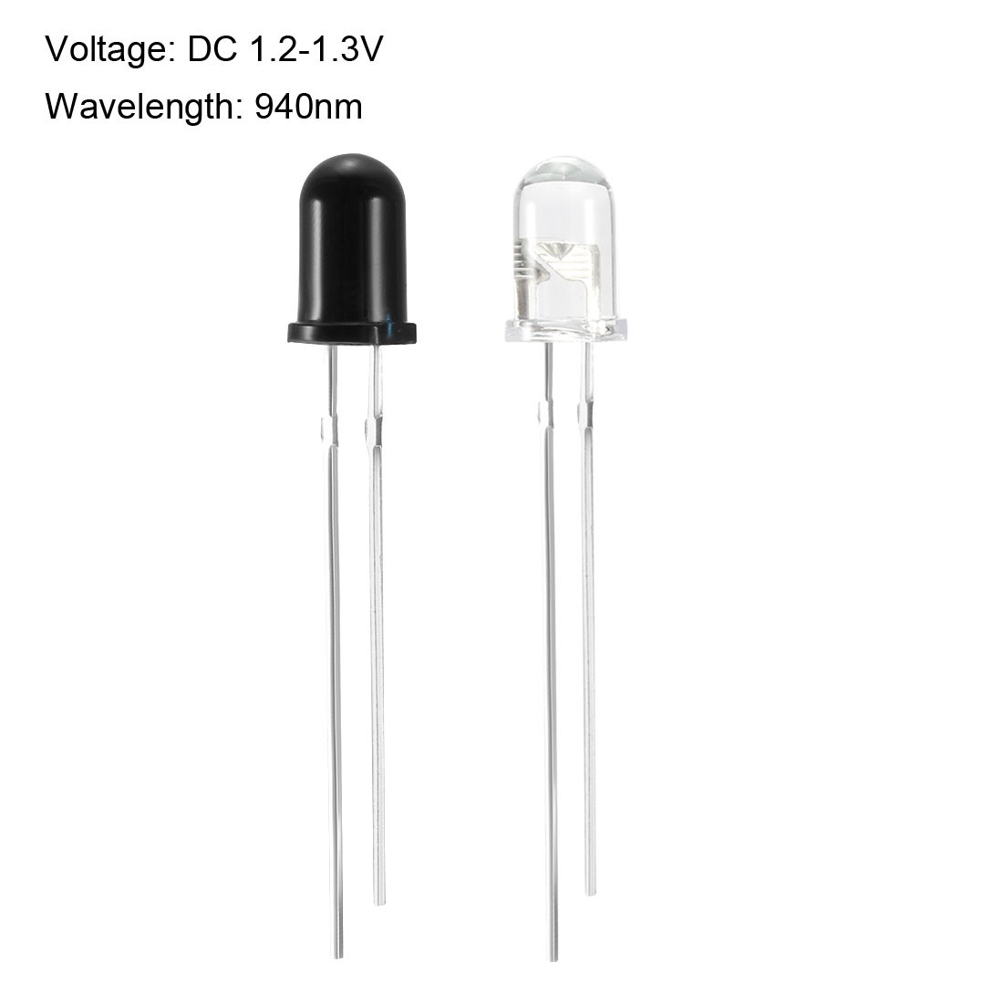 50pairs 5mm 940nm LEDs Infrared Emitter and IR Receiver Diode DC 1.2V