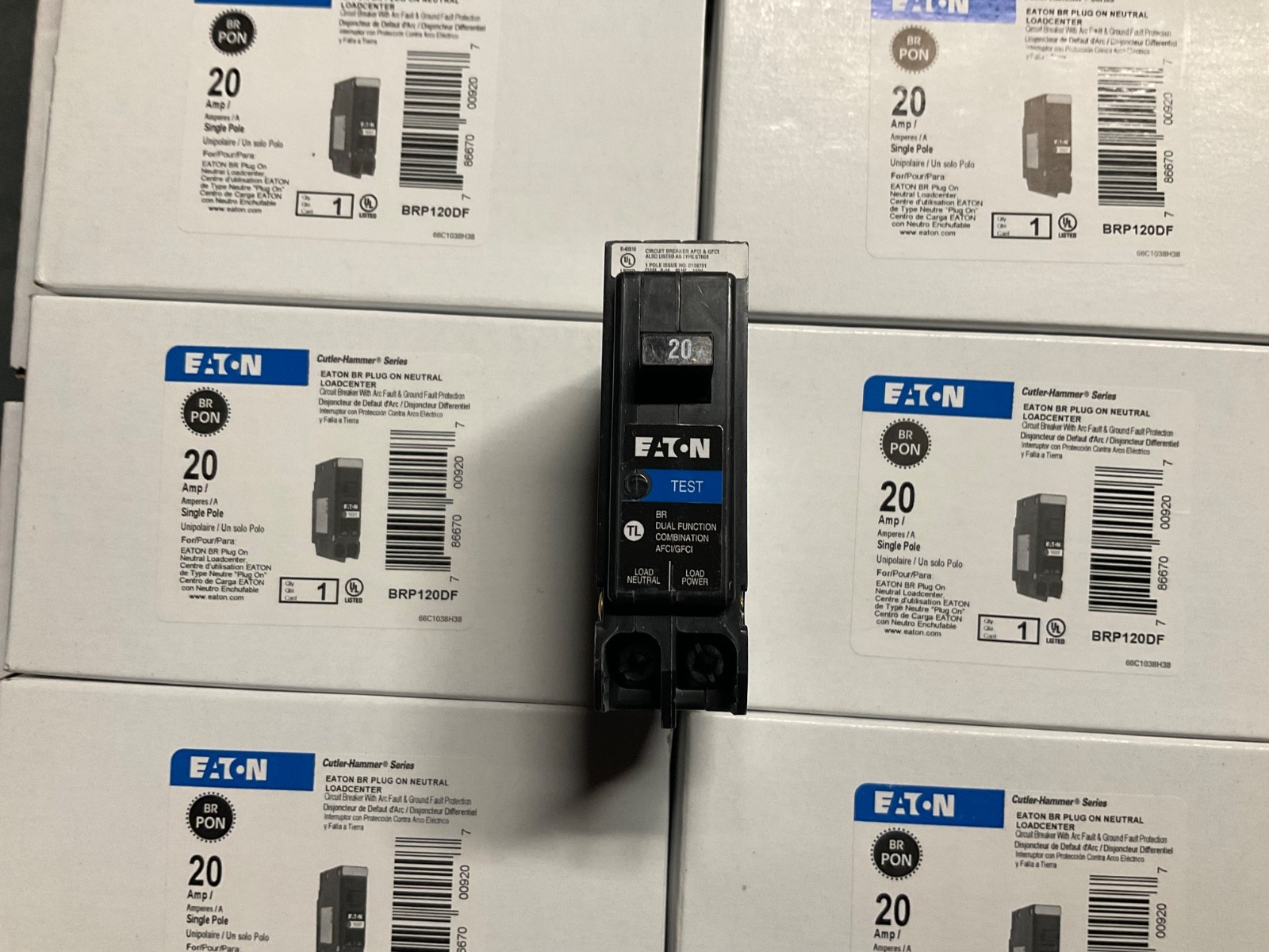 10PCS CUTLER HAMMER EATON BRP120DF 20A AFCI/GFCI PLUG ON NEUTRAL NEW IN BOX