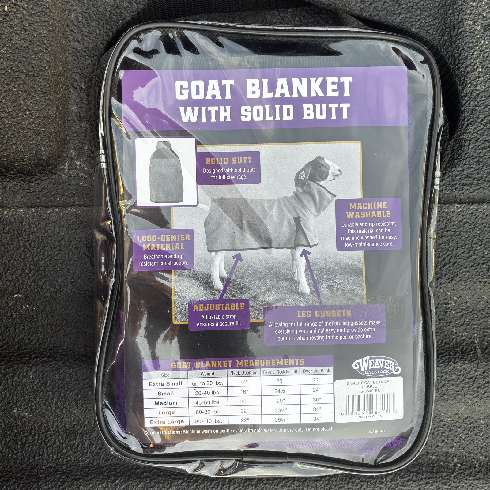 Weaver Livestock Nylon Goat Blanket with Solid Butt Small Purple farm livestock