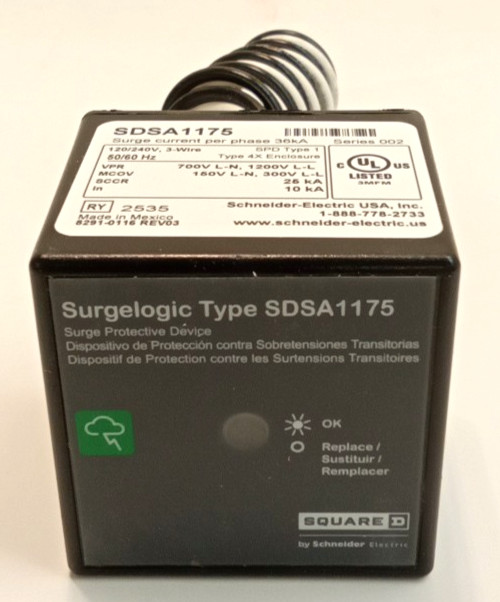 Square D SDSA1175 Surge Protection Device 120/240VAC 1 Phase 36kA 3 Wire Nema 4X
