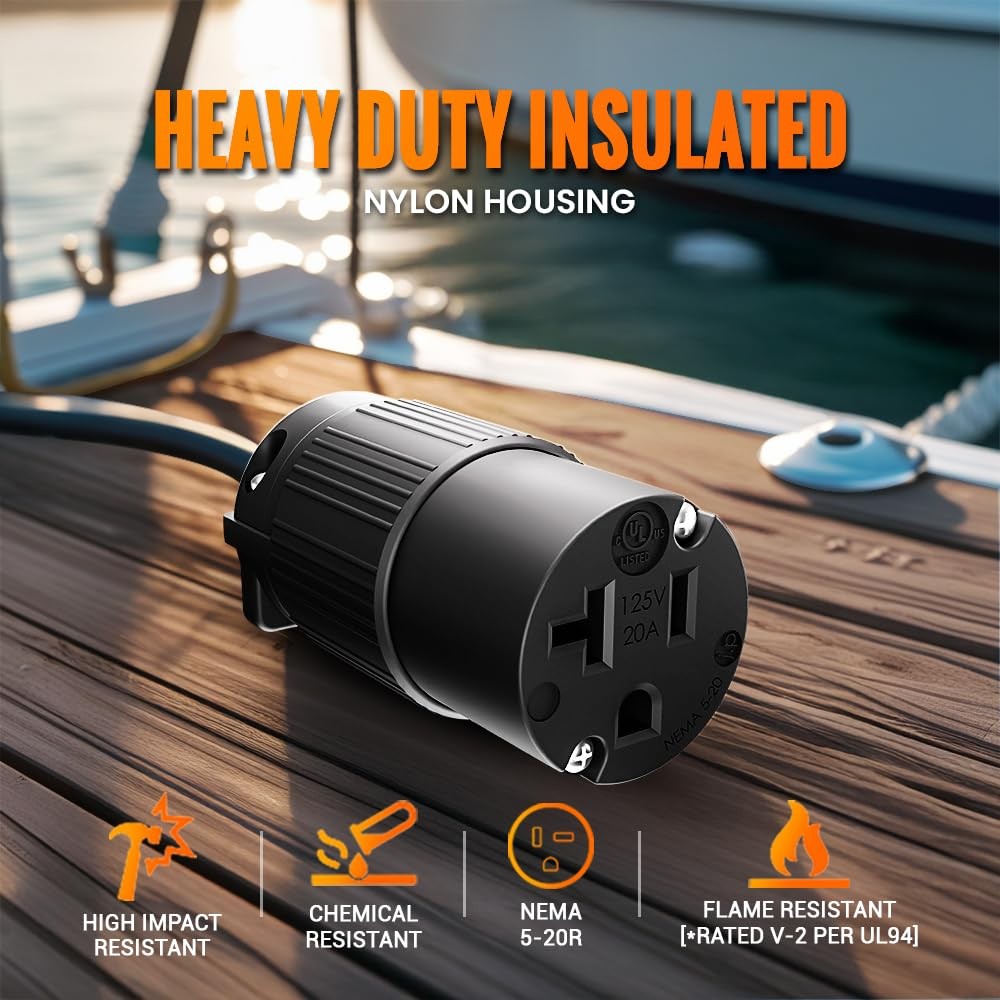 Journeyman-Pro 520CV 20 Amp 120-125 Volt, NEMA 5-20R, BLACK 1-PACK, Black