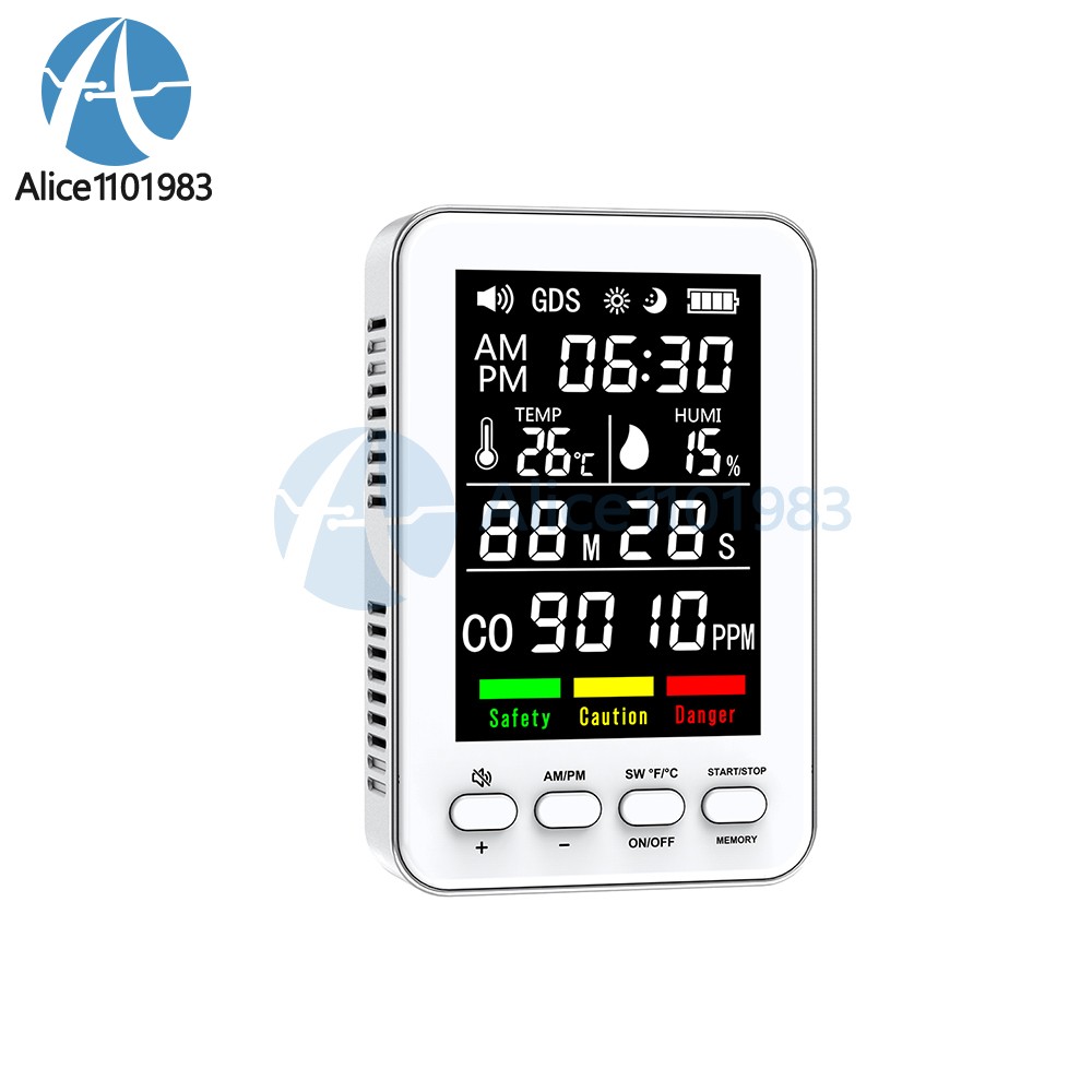 5-in-1 Portable Carbon Monoxide Alarm Temperature Humidity Air quality Tester
