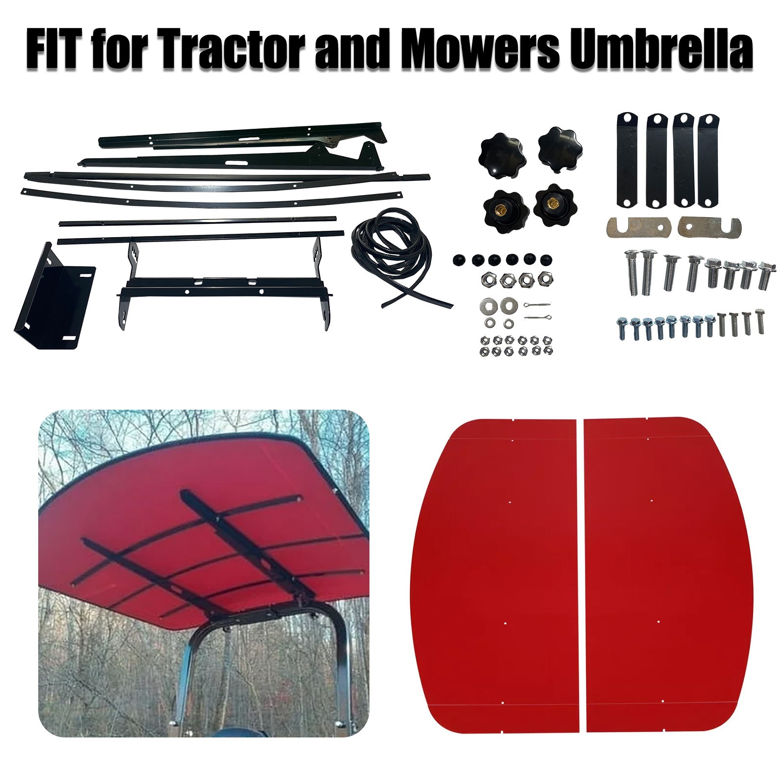 Tuff Top Tractor Canopy 52″ X 52″ For John Deere 2″ x 2″ or 2″ x 3″ ROPS RED