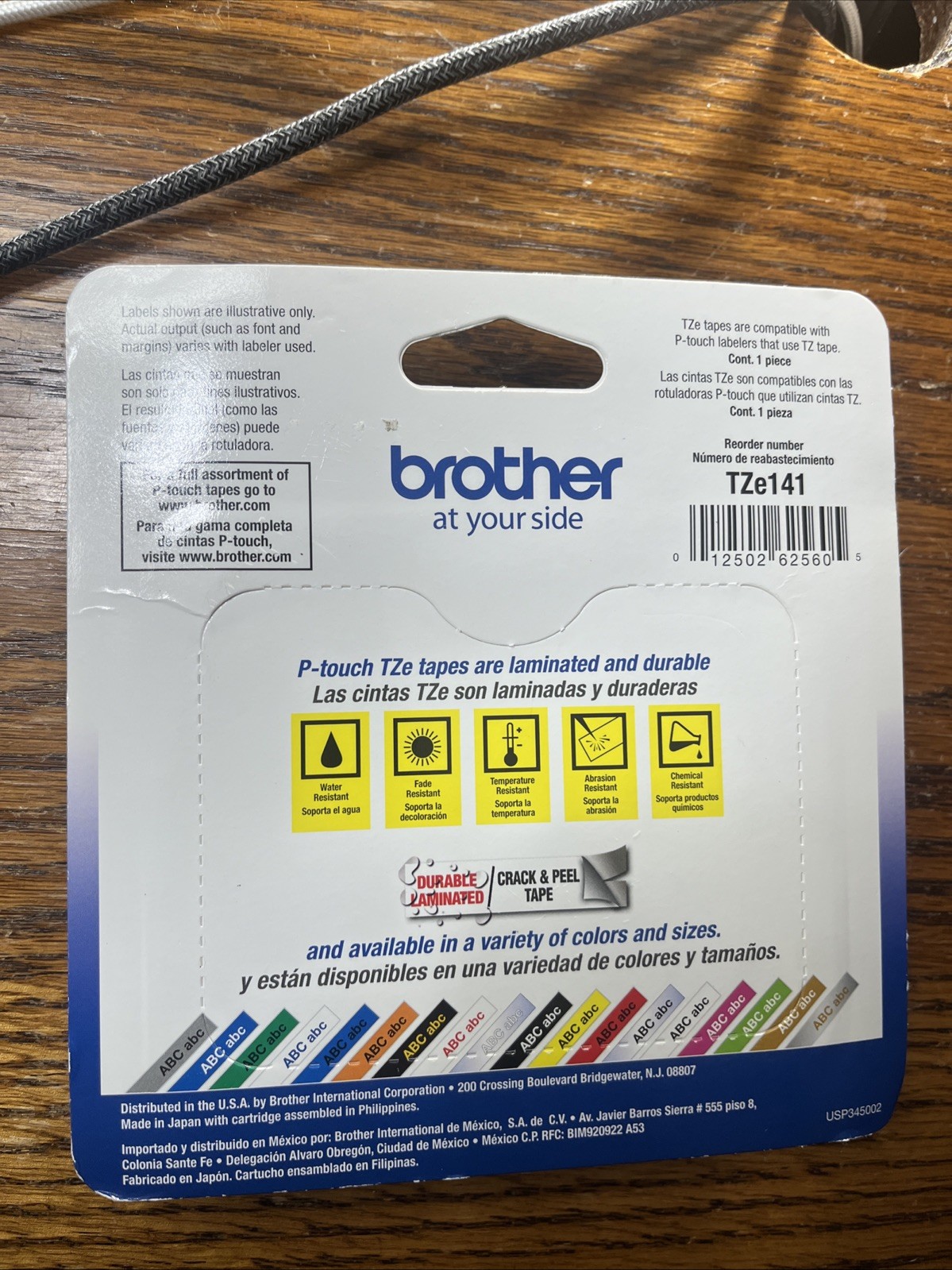 Brother black print on clear Tze141 Label LAMINATED Tape 3/4″0.7″x26.2ft/18mmx8m