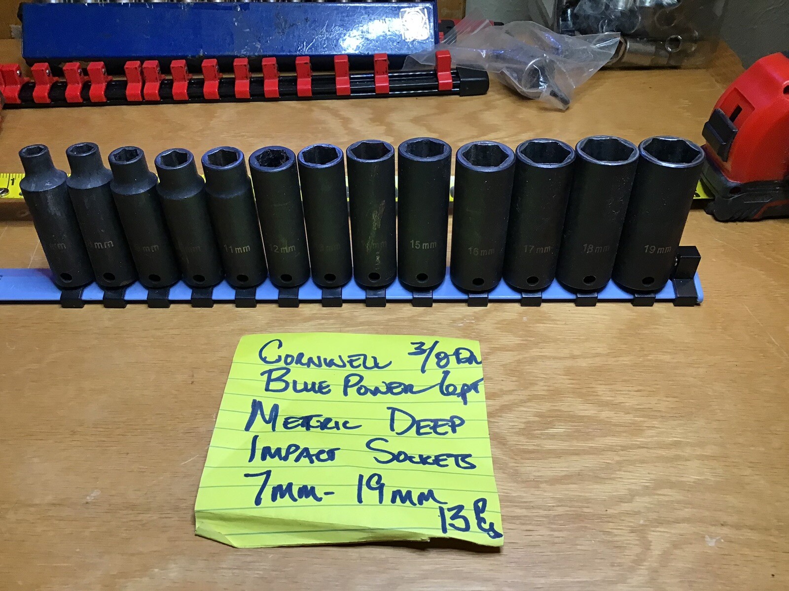 Cornwell Tools 3/8 Dr 6 Pt Metric Deep Impact Set 13 pcs Sizes 7-19 mm No Rail