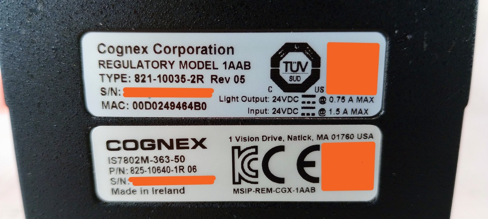 NEW COGNEX 825-10640-1R 06 / IS7802M-363-50 In-Sight 7000 Surplus