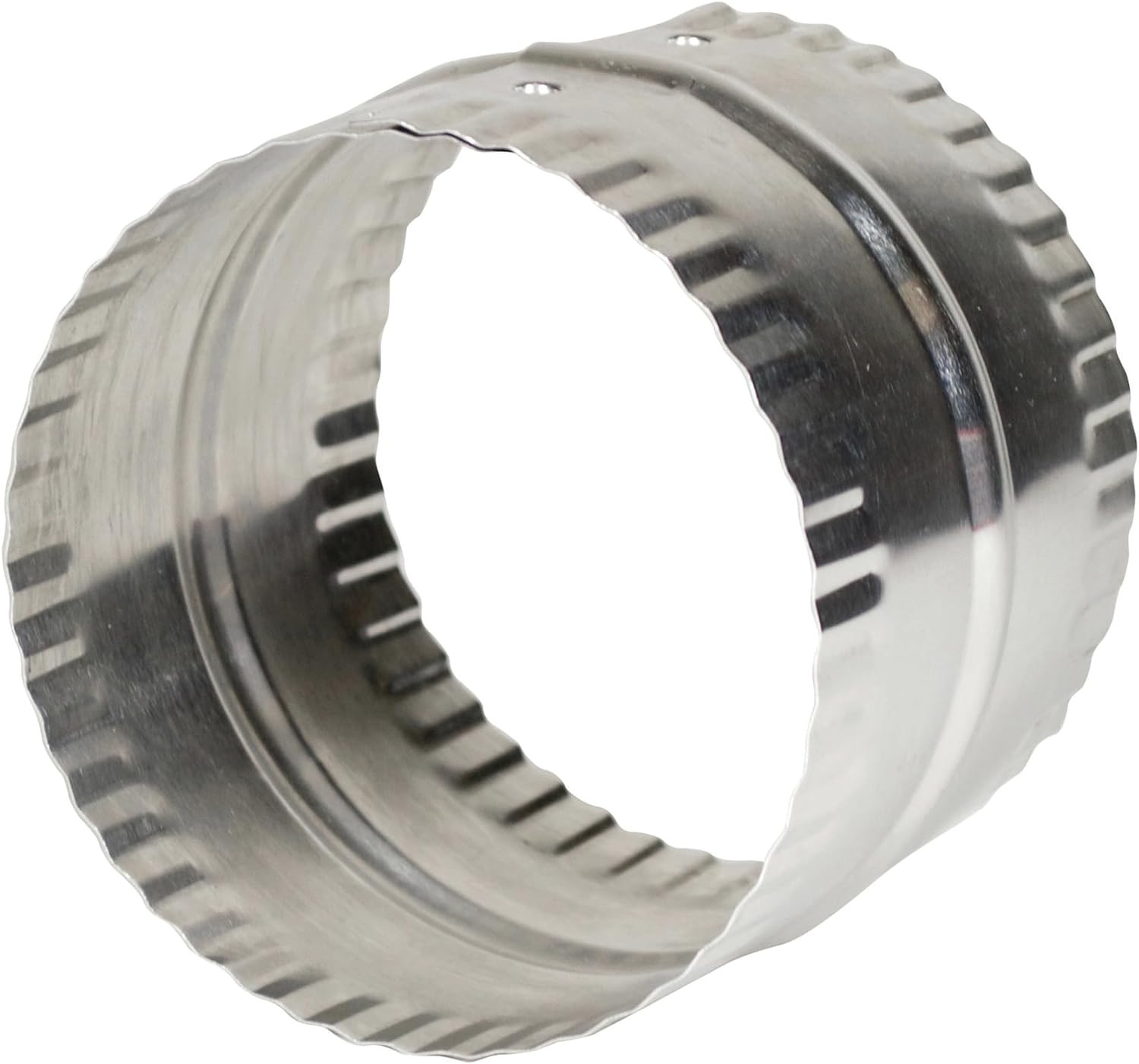 4” Duct Connector, Aluminum with Bead and Crimp, Silver, 3” Long (DAC4C)