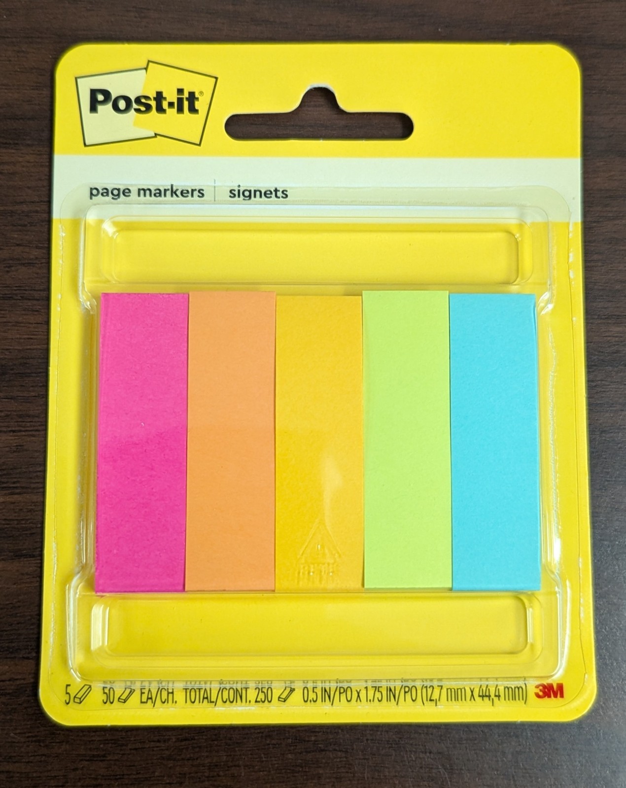 LOT OF 5 – POST-IT 250ct PAGE MARKERS 05.»x 1.75″ EACH = 1250 PAGE MARKERS TTL