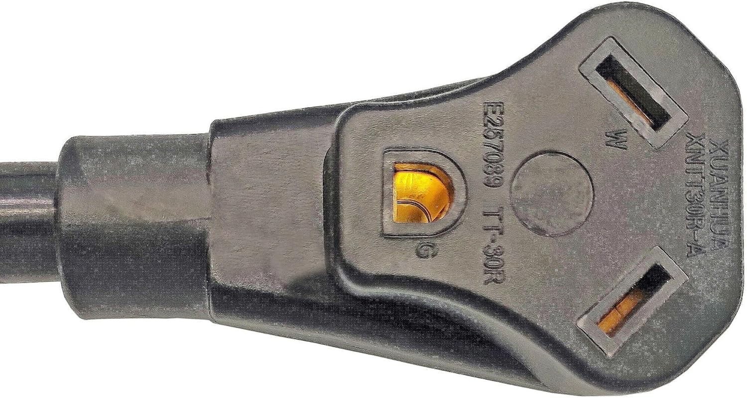 18-Inch 30A NEMA 10-30P to TT-30R Plug Adapter – Efficient and Safe Connection