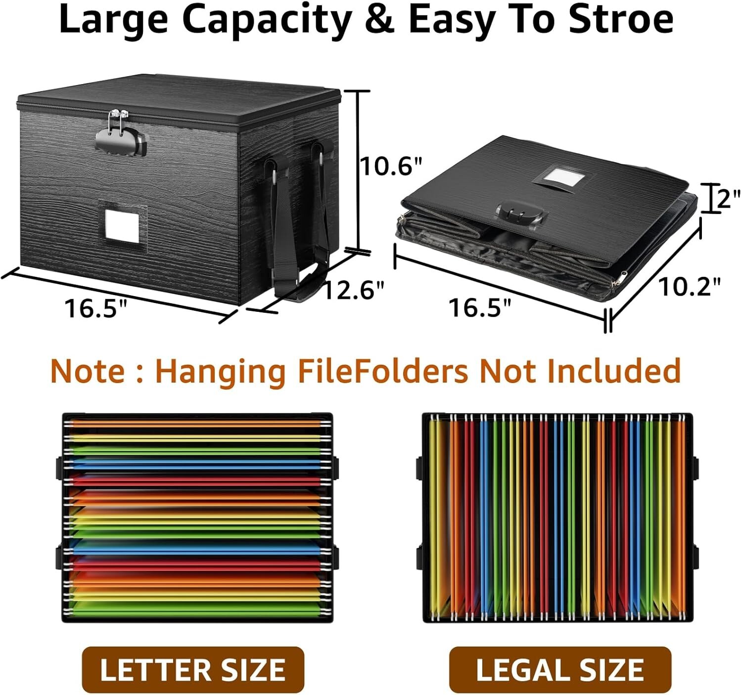 Fireproof Document Box File Organizer – Portable Locking Filing Storage Box