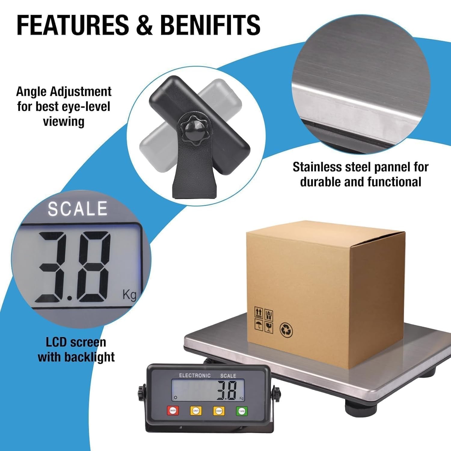 Surmountway Large Shipping Scale, 440Lb/0.35Oz Digital Postal Scale with Tare/Co