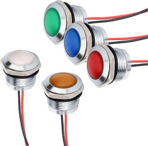 110V 230V AC 20mA Energy Saving Indicator Light Metal LED Waterproof Indicator