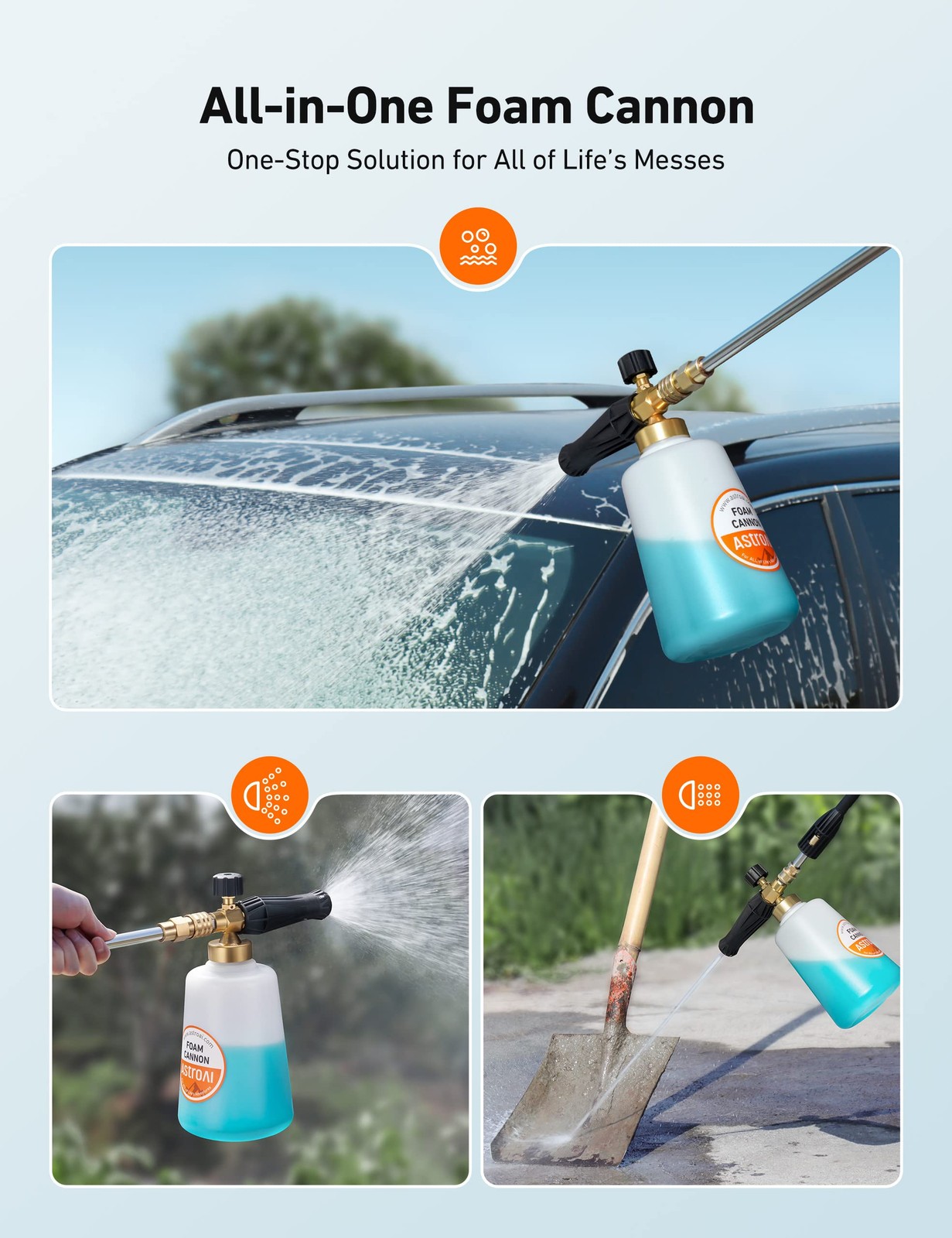 AstroAI Foam Cannon for Pressure Washer with 1/4″ Quick Connect, 1.5L, White