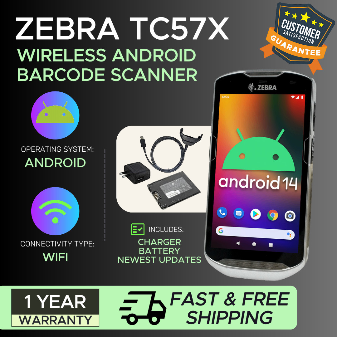 ✅Zebra TC57x Wireless Android 2D/1D/QR Barcode Scanner TC57HO-1XFMU6P-NA!🔥⭐