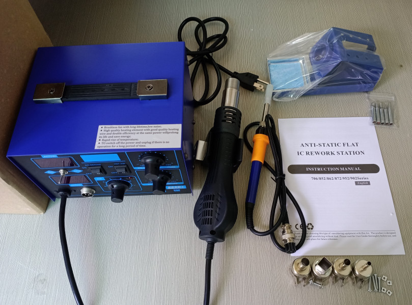 3in1 862D+ SMD Soldering Iron Hot Air Rework Station Hot Air Gun Digital Display