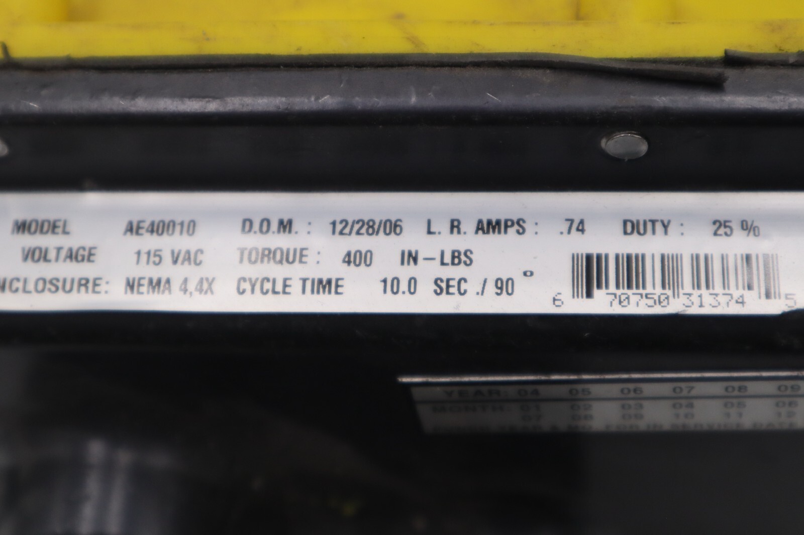 APOLLO AE40010 ACTUATOR 115VAC NEMA 4 TORQUE 400 IN-LBS STOCK 3452-A