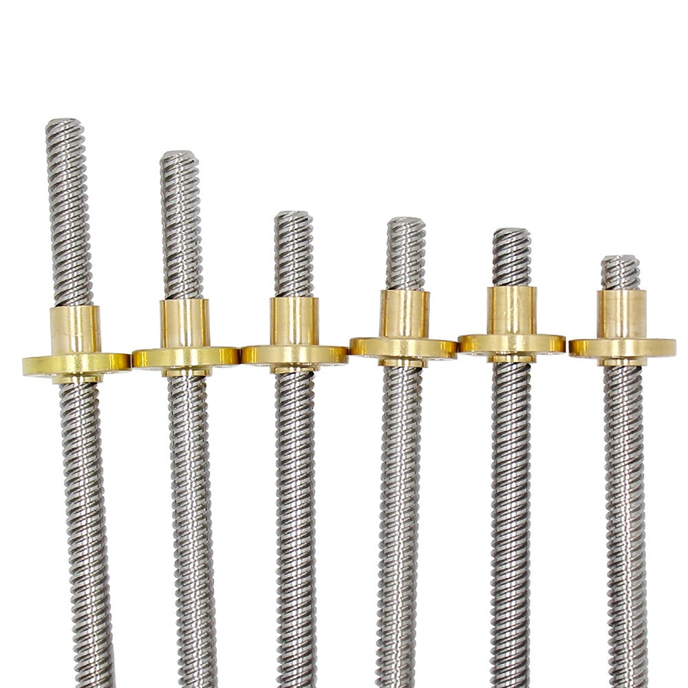 T8 Lead Screw Rod OD 8mm Pitch 2mm Lead 2mm Length 100-350mm with Brass Nut CNC
