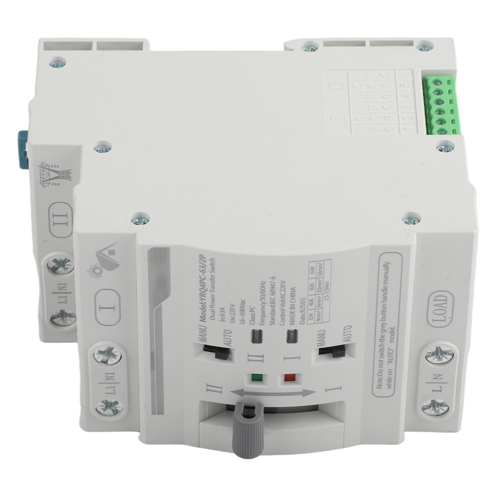 Reliable Photovoltaic Transfer Switch 2P 63A AC220V for Continuous Operation