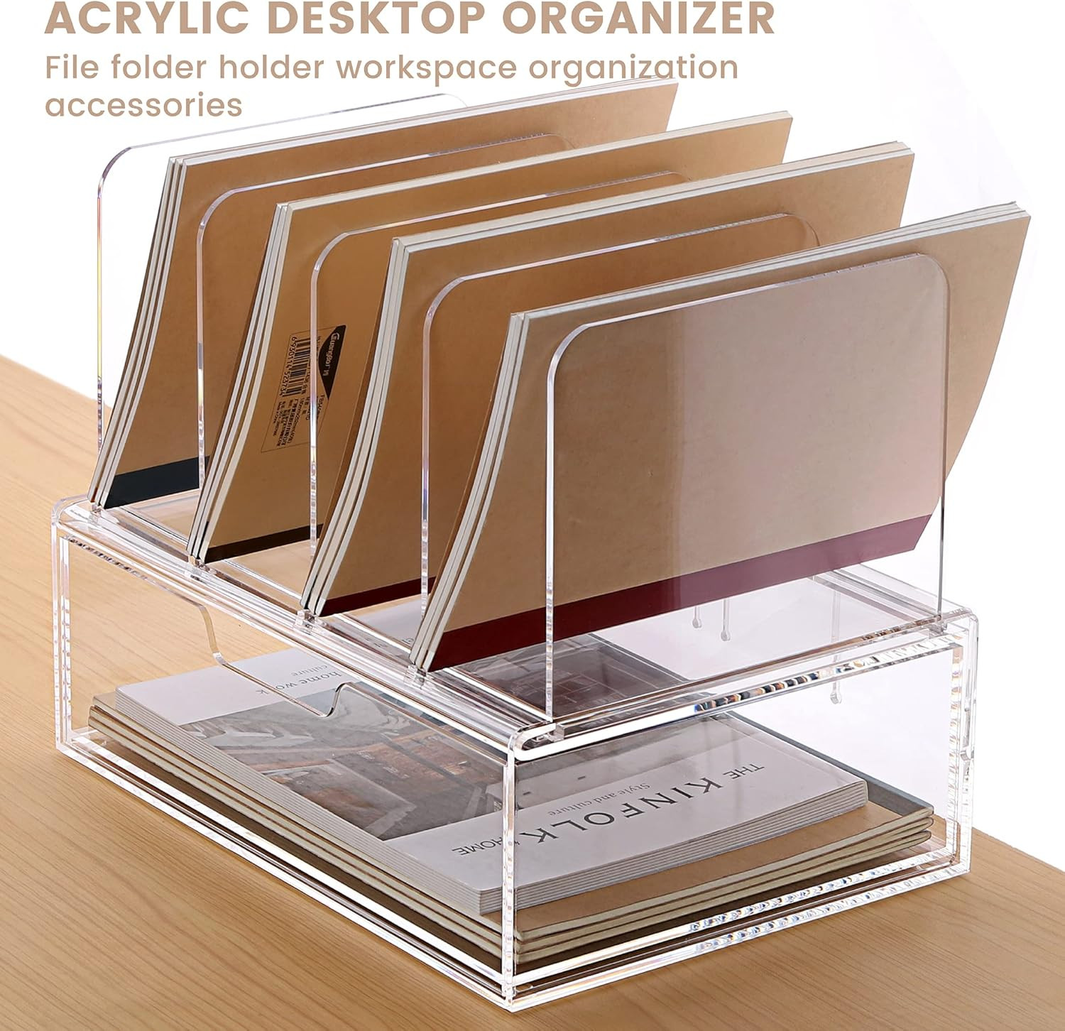 Desk Organizers and Accessories, Acrylic Desk Organizer with Drawer, Office Supp