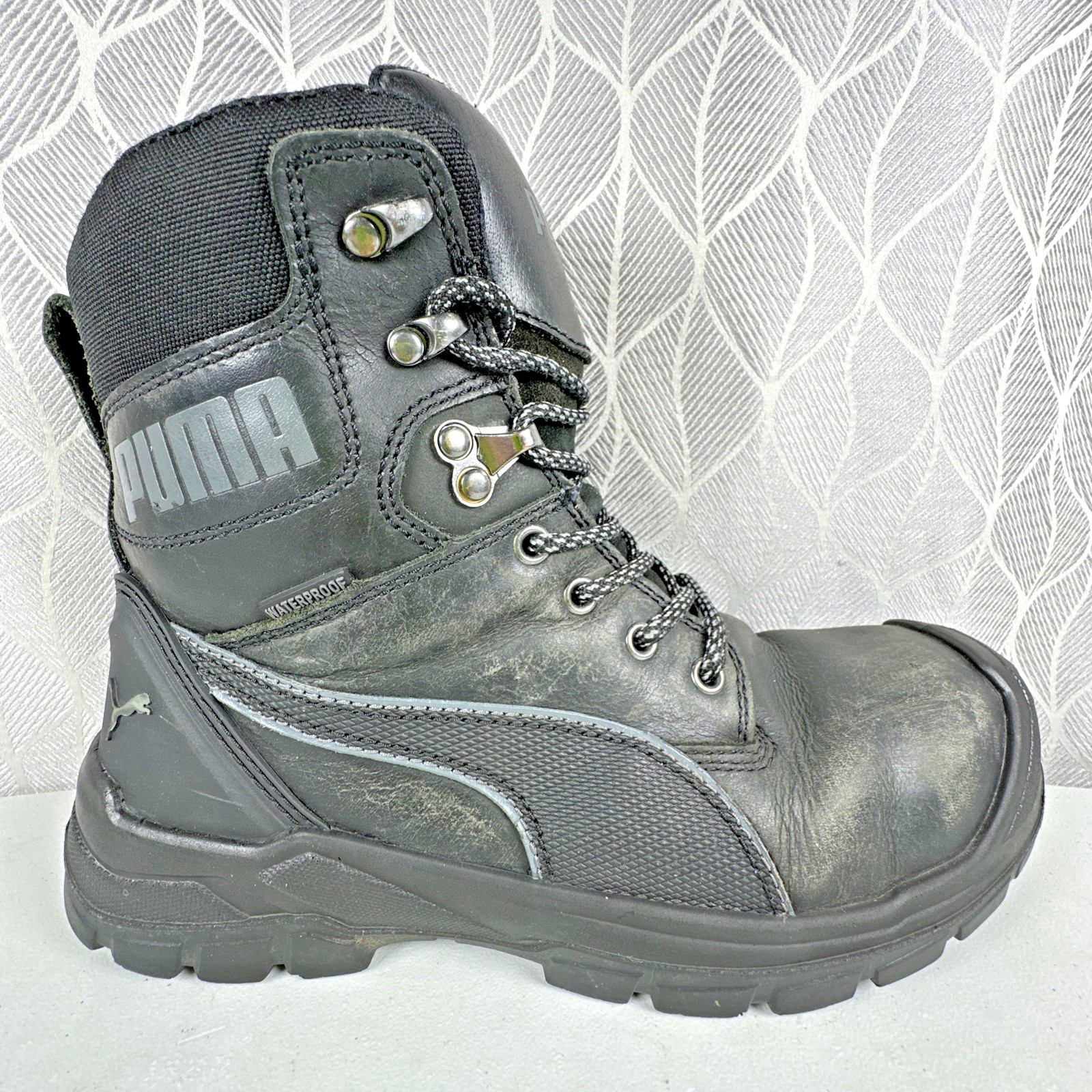 Puma Conquest Mens Size 9 Black Comp Toe Side Zip Safety Boots 630675