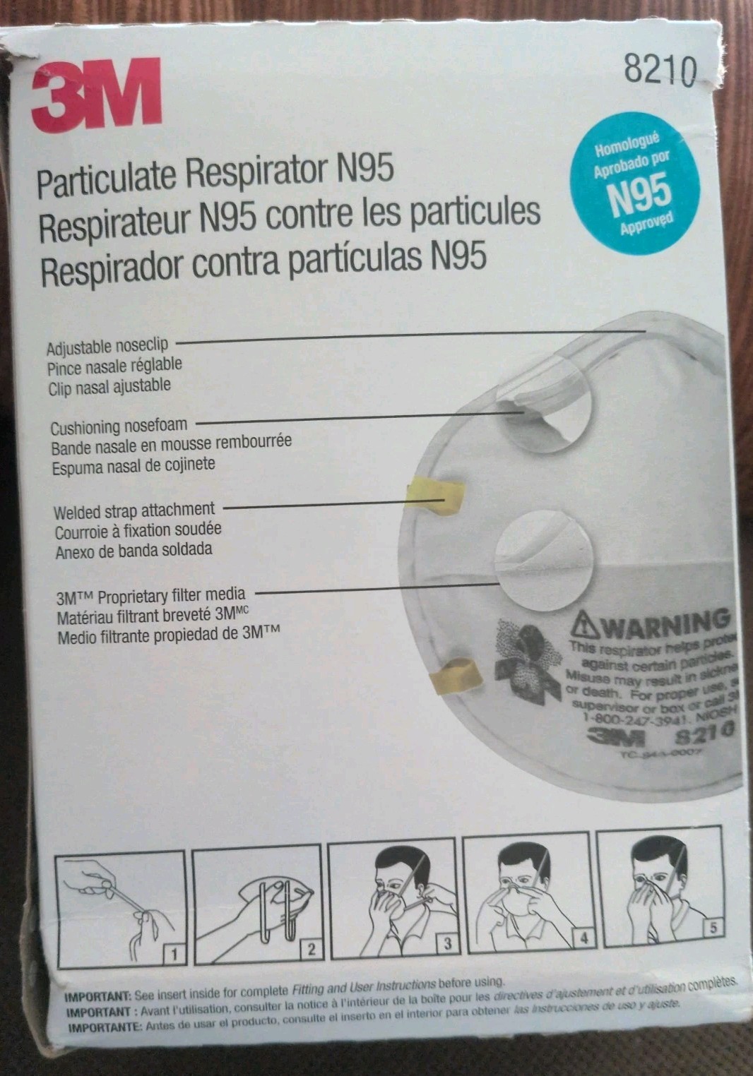 3M 8210 N95 Particulate Respirator, 20 Per Box