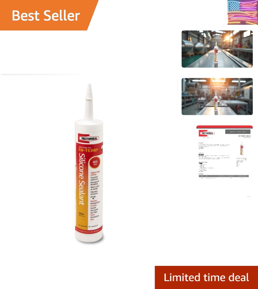 57500 10.1oz Hi-Temp 100% RTV Silicone Sealant, 24-Piece