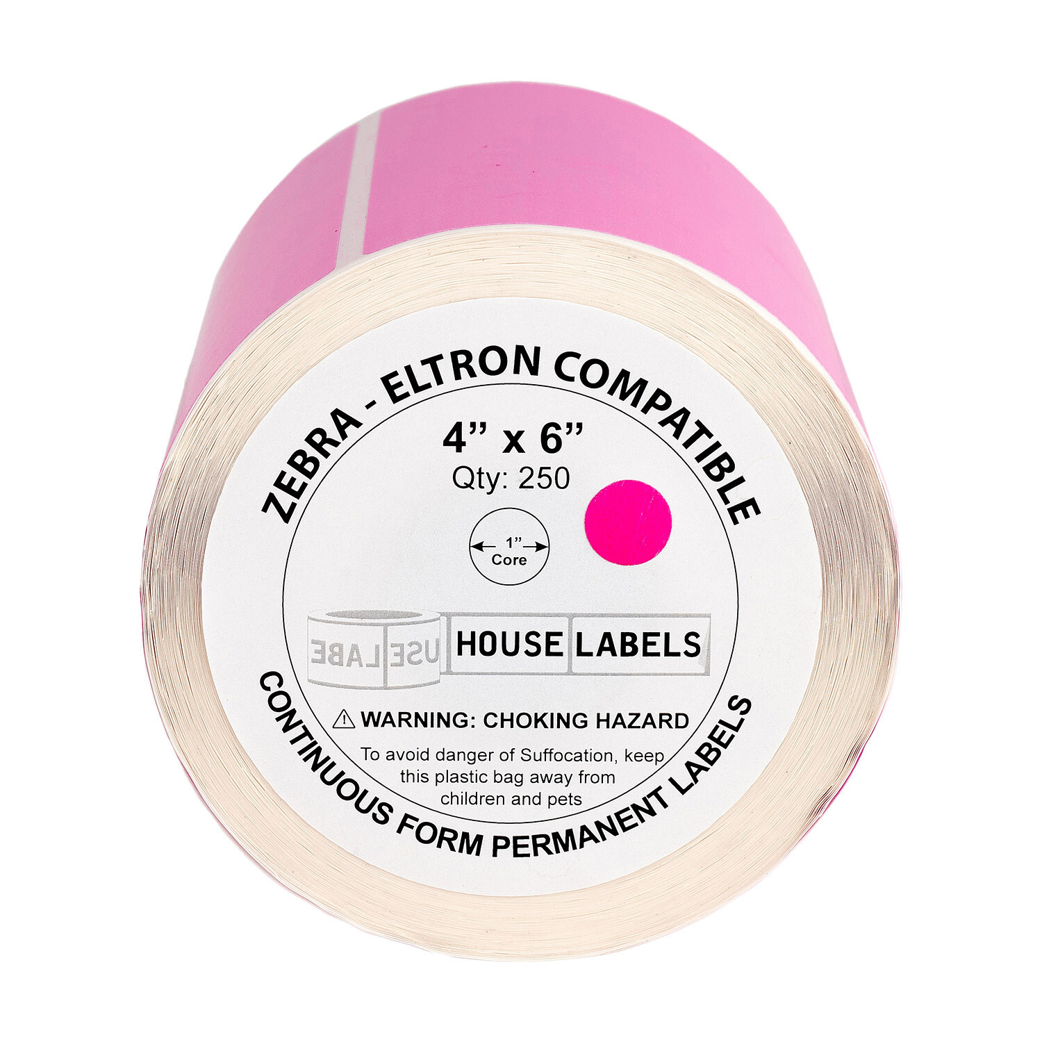 ZEBRA 4×6 PINK 4″ x 6″ Direct Thermal Labels – 1″ Core (4) Rolls/250