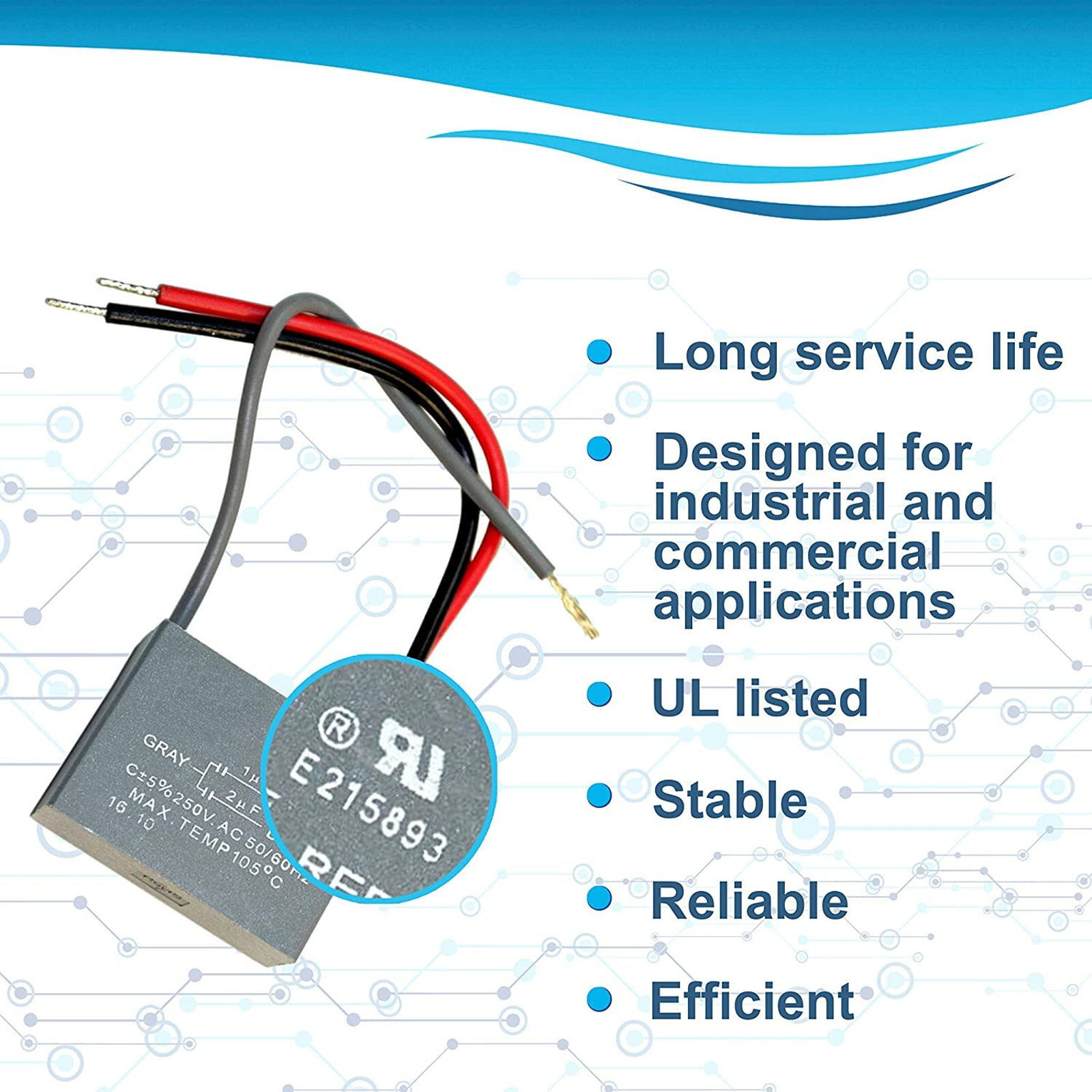 HQRP Motor Capacitor CBB61 3.5uf+5uf+6uf 5-Wire for Hampton Bay Ceiling Fans