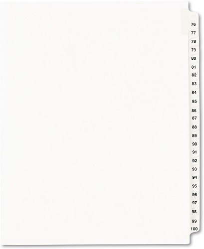 Stndrd Collated Legal Exhibit Avery(R) Style Dividers 76-100 Side Tab 8.5x11in
