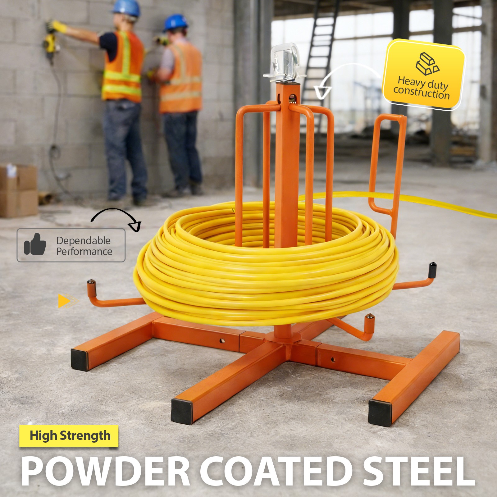 100LBS Cable Spool Dispenser Floor or Stud Mounted Steel Wire De-Reeler Reel MC