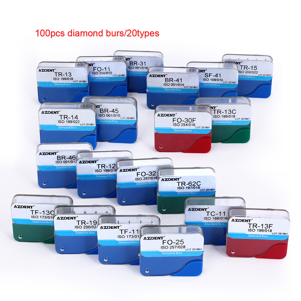 AZDENT Dental Diamond Burs For High Speed Handpiece Medium FG 1.6MM 20 Boxes