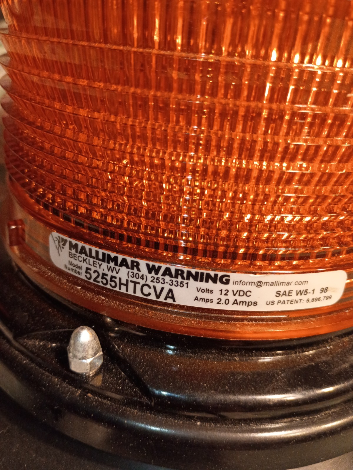 Mallimar Warning Model 5255HTCVA Strobe Amber LED Beacon Light