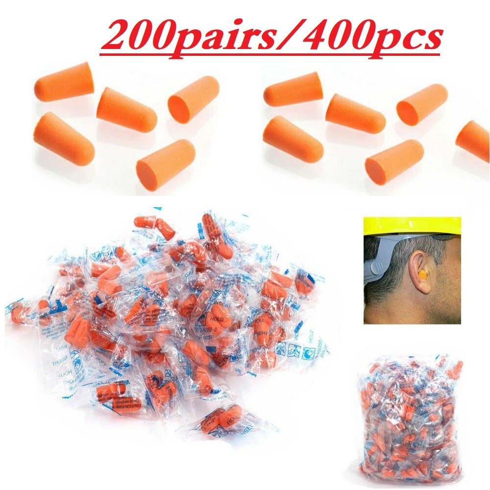 400/600 Ear Plugs Soft Orange Foam Sleep Travel Noise Shooting Working Lot Bulk