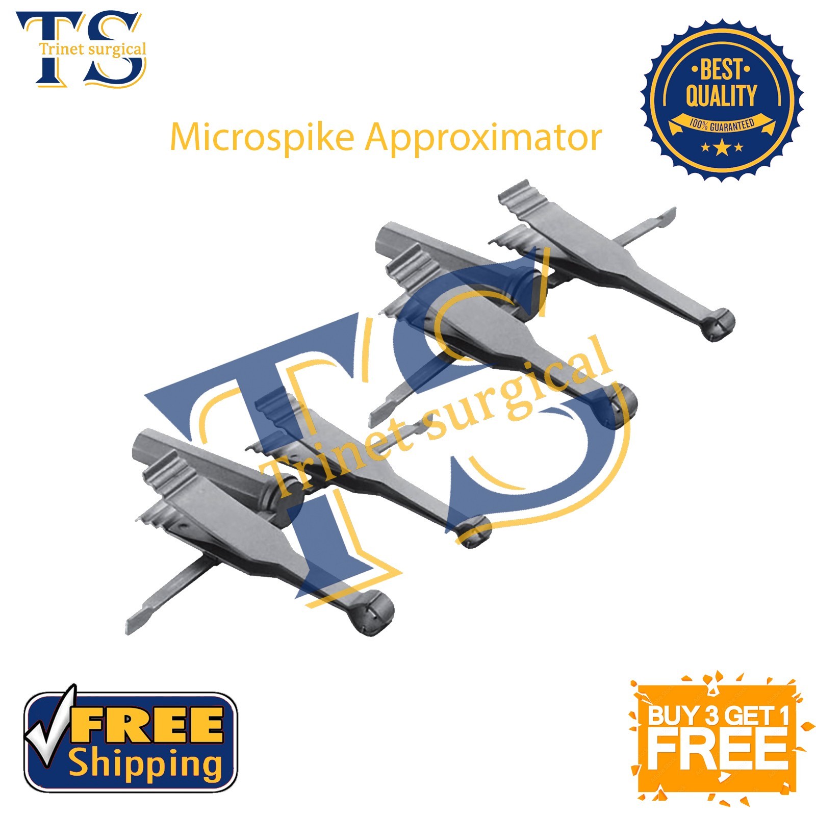 Microspike Vasovasostomy Approximator Two Pair Large Microsurgical Instruments