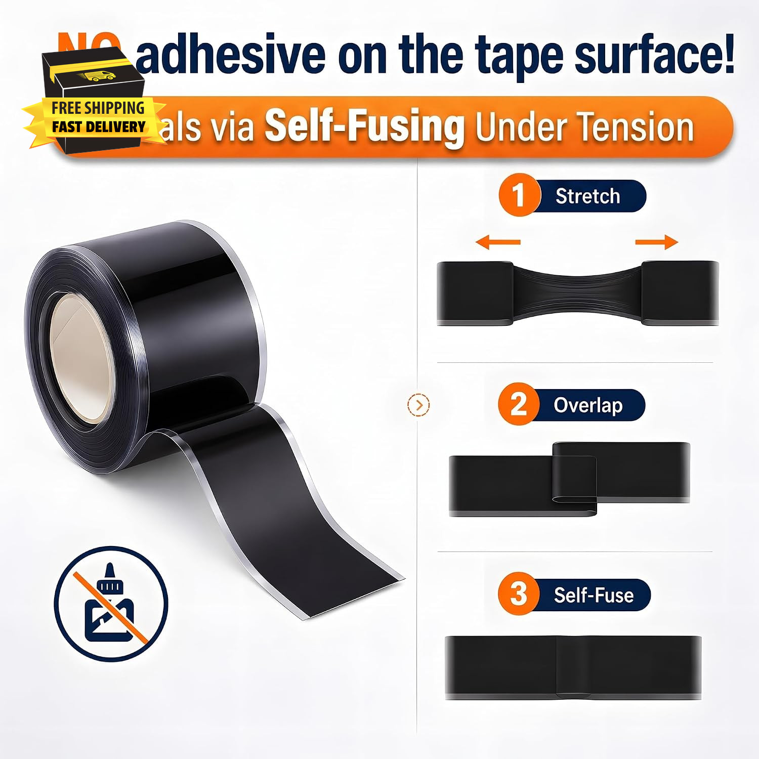 Self Fusing Silicone Tape 2 Rolls Flex Seal Tape 1 Inch X 10 Feet | Waterproof H
