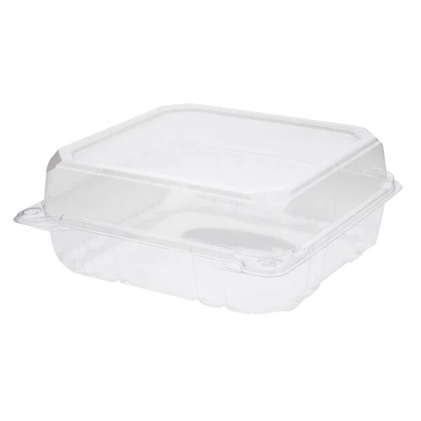 Karat 8”x8” PET Plastic Hinged Containers – 250 ct, FP-HC88PET-1C