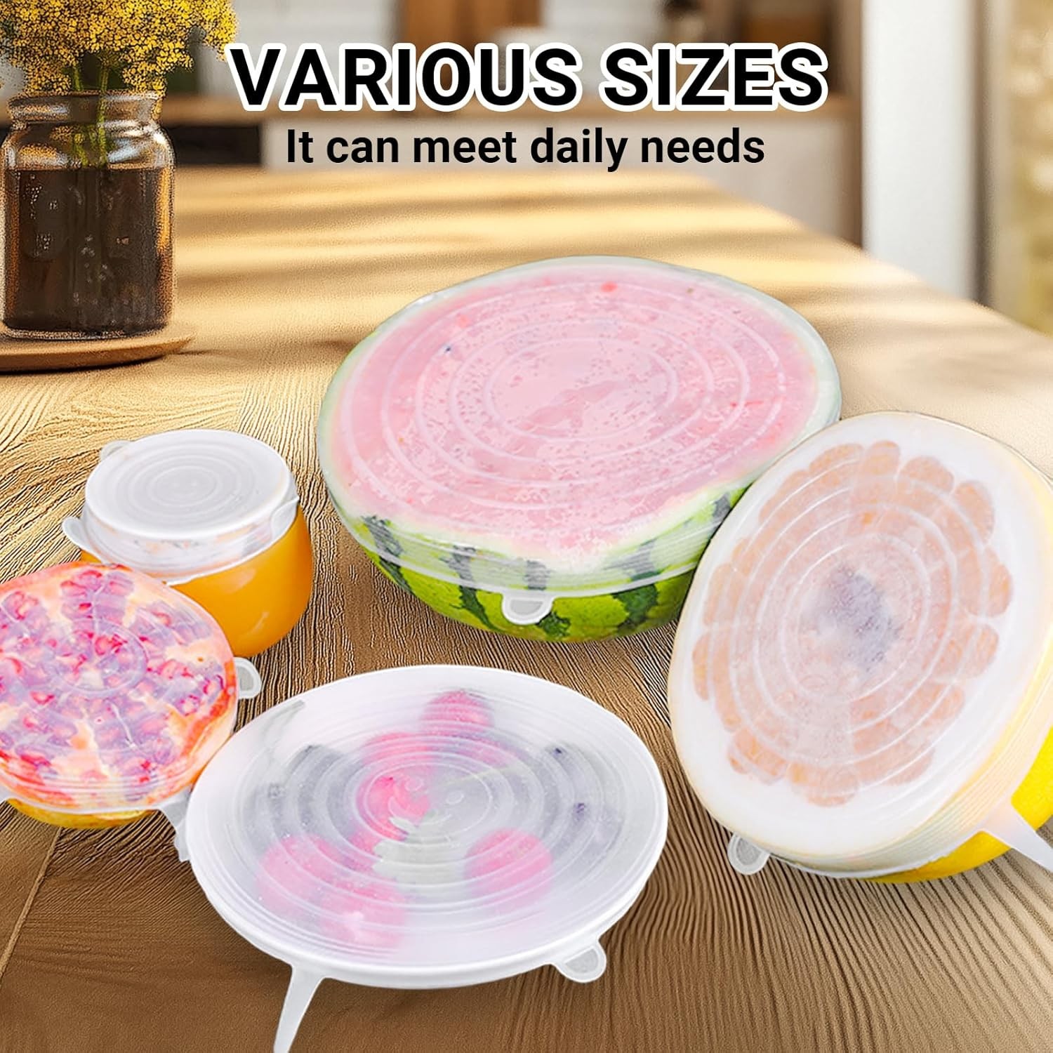 4 Pack 4.5in Reusable Silicone Stretch Lids, Silicone Bowl Covers for Food