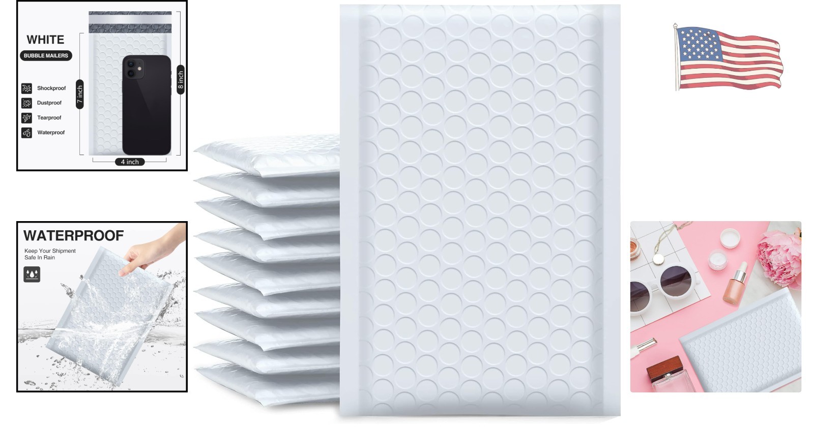 Durable Opaque Bubble Mailers 4×8 Inches, 50 Count – Water-Resistant & Secure